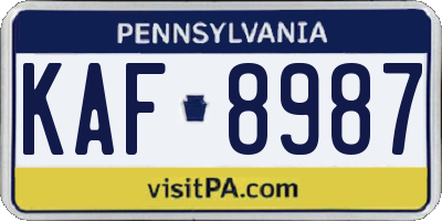 PA license plate KAF8987