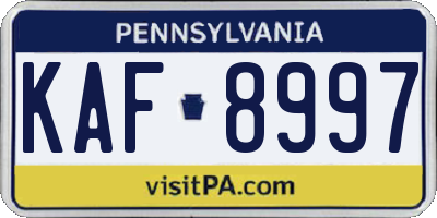 PA license plate KAF8997