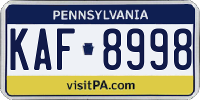 PA license plate KAF8998