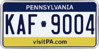 PA license plate KAF9004