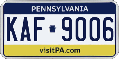 PA license plate KAF9006