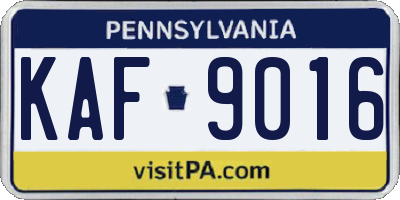 PA license plate KAF9016