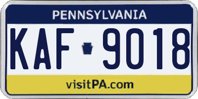 PA license plate KAF9018