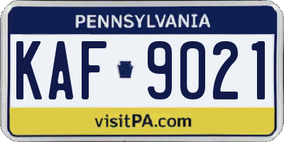 PA license plate KAF9021