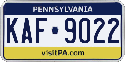PA license plate KAF9022