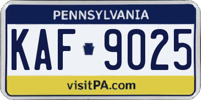 PA license plate KAF9025
