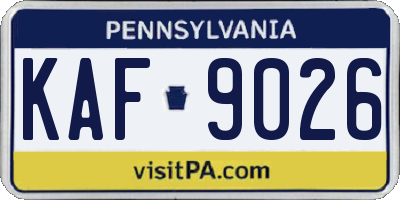 PA license plate KAF9026