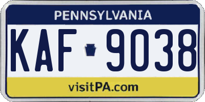 PA license plate KAF9038