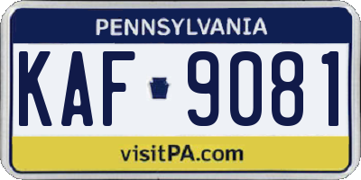 PA license plate KAF9081