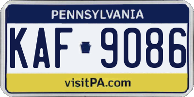 PA license plate KAF9086