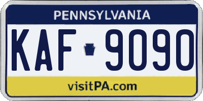 PA license plate KAF9090