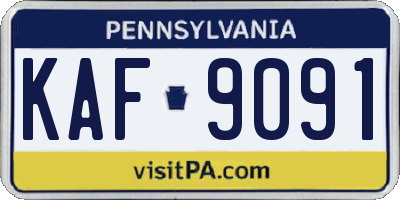 PA license plate KAF9091