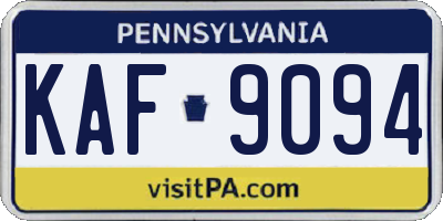 PA license plate KAF9094