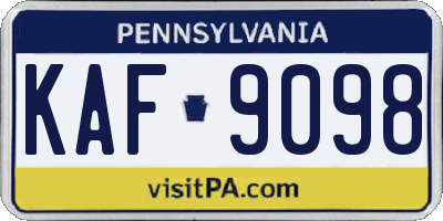 PA license plate KAF9098