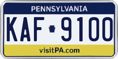 PA license plate KAF9100