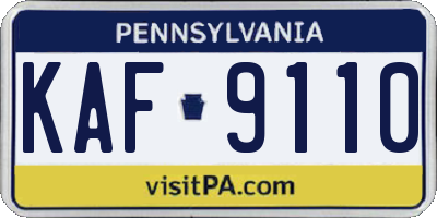 PA license plate KAF9110