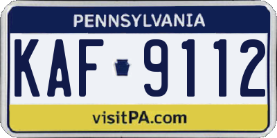 PA license plate KAF9112