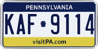 PA license plate KAF9114