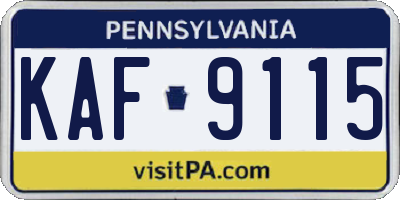 PA license plate KAF9115