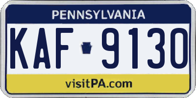 PA license plate KAF9130