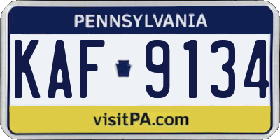 PA license plate KAF9134