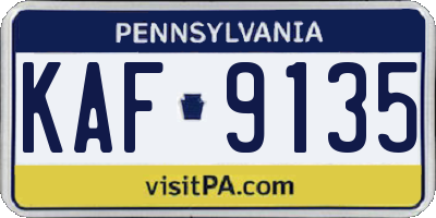 PA license plate KAF9135