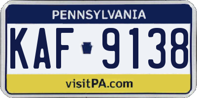 PA license plate KAF9138
