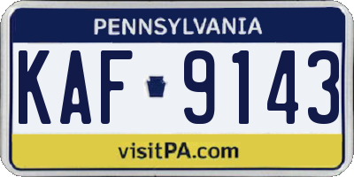 PA license plate KAF9143
