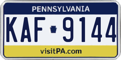 PA license plate KAF9144