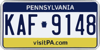 PA license plate KAF9148