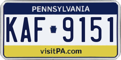 PA license plate KAF9151
