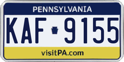 PA license plate KAF9155