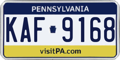 PA license plate KAF9168