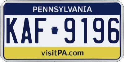PA license plate KAF9196