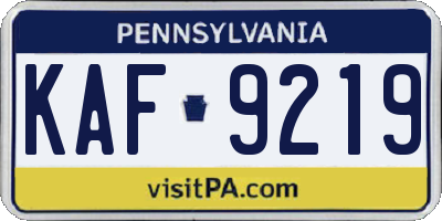 PA license plate KAF9219
