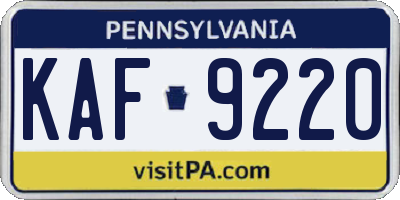 PA license plate KAF9220