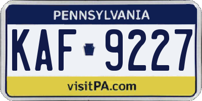 PA license plate KAF9227
