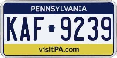 PA license plate KAF9239