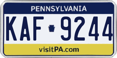 PA license plate KAF9244