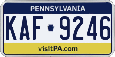 PA license plate KAF9246