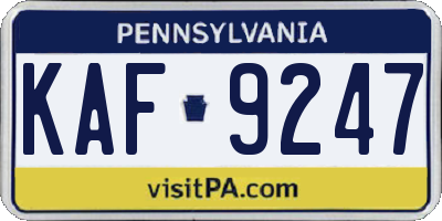 PA license plate KAF9247