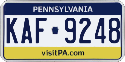 PA license plate KAF9248