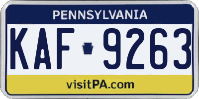 PA license plate KAF9263
