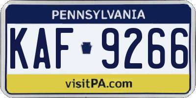 PA license plate KAF9266