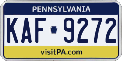 PA license plate KAF9272