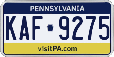 PA license plate KAF9275