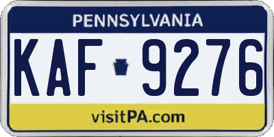 PA license plate KAF9276