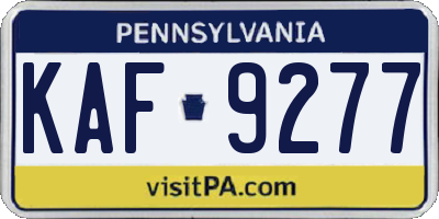 PA license plate KAF9277