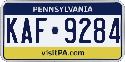 PA license plate KAF9284