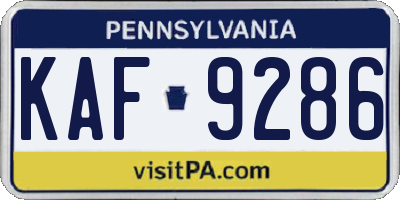 PA license plate KAF9286